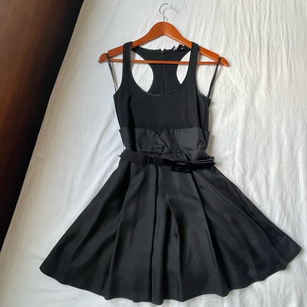 Bebe Black Belted Mini Dress